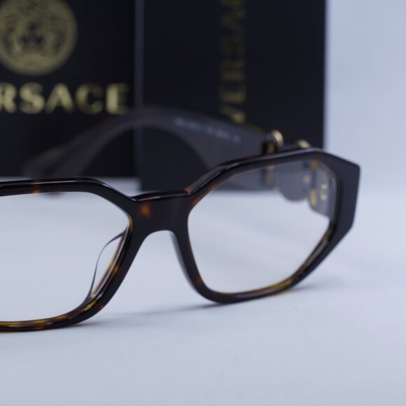 Versace VE3320U 108 Geometric Eyeglasses 56mm - Dark Havana - Picture 10 of 11